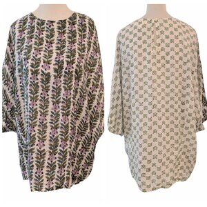 Annahmol Womens Size L/XL Floral Print Contrast Back 100% Cotton Lightweight Top